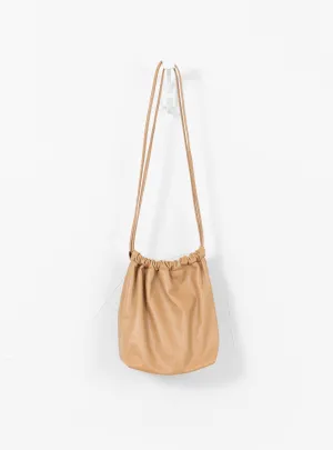 Gathered Square Bucket Bag Tan