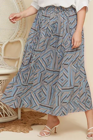 Geometric Pleated Skirt Voluptuous ( ) Plus Size