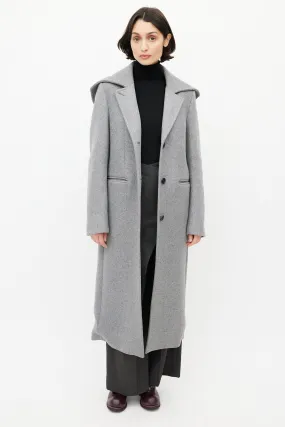 Grey Wool Hooded Coat