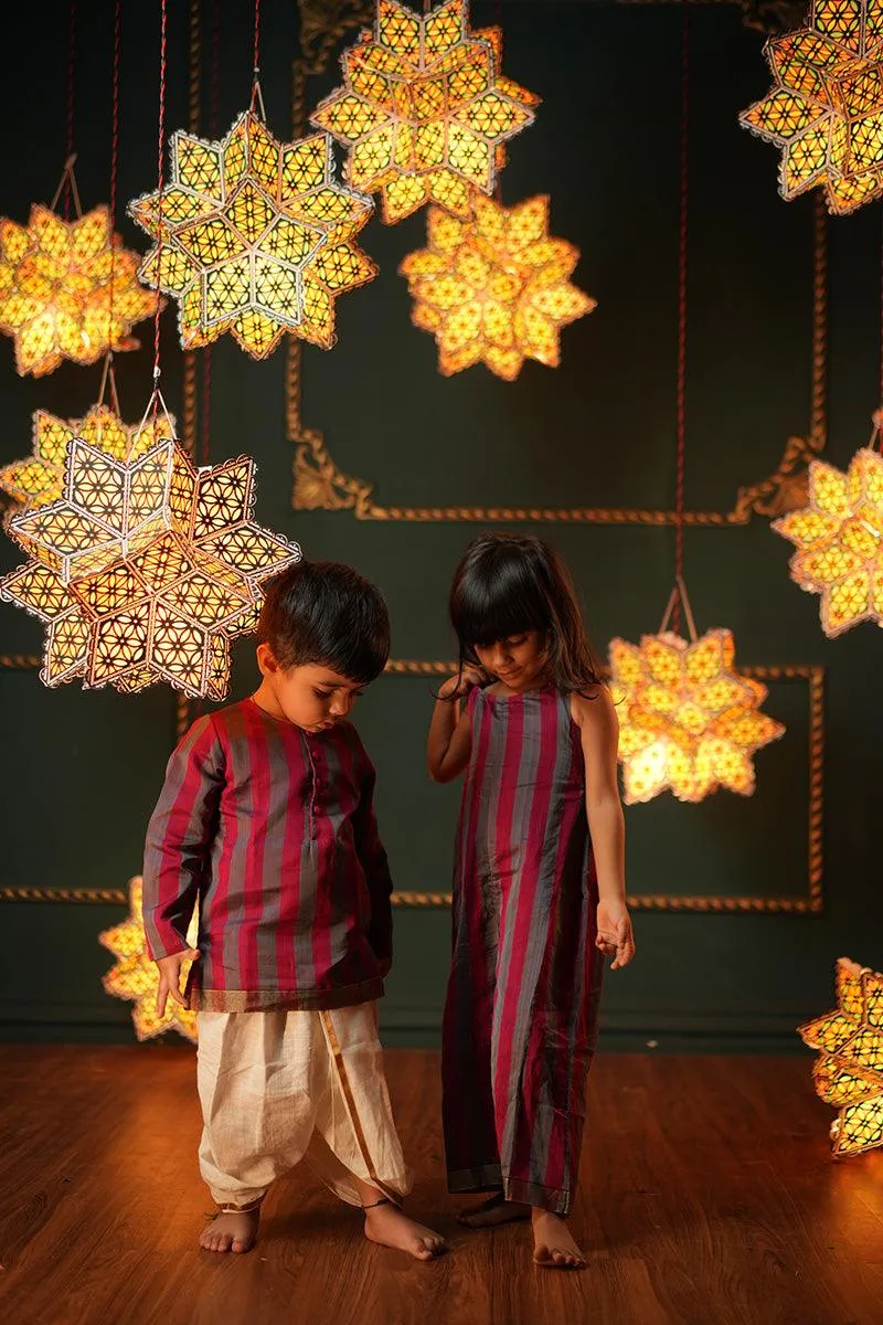 Gulkhaira boys ethnic wear kurta in handwoven cotton silk