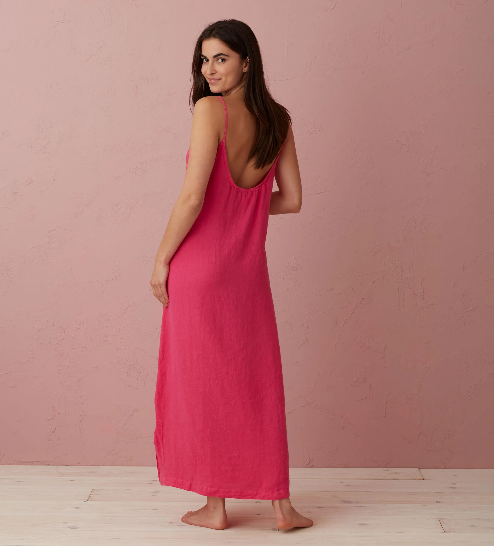 Hot Pink 100% Linen Nightwear