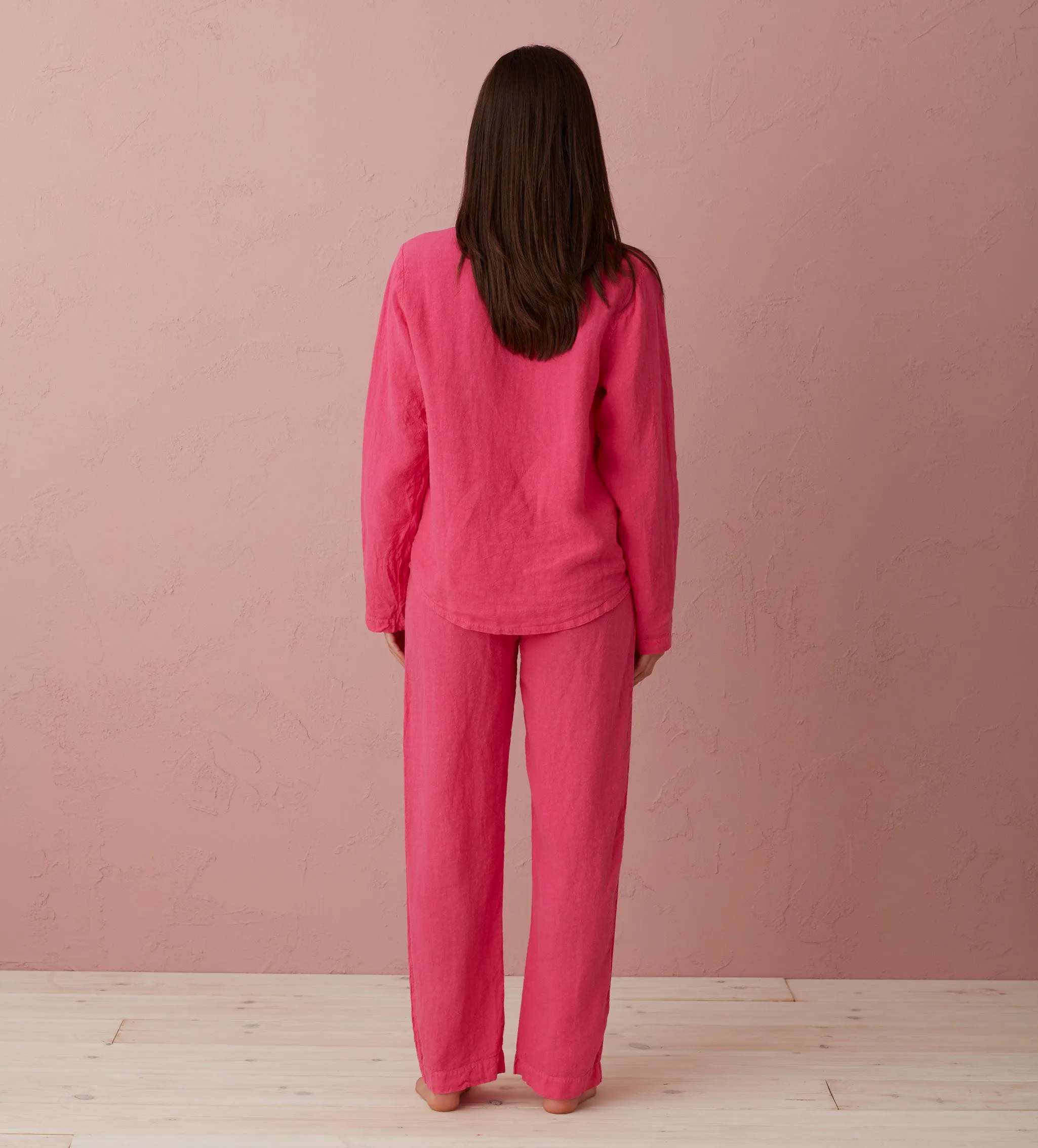 Hot Pink 100% Linen Nightwear