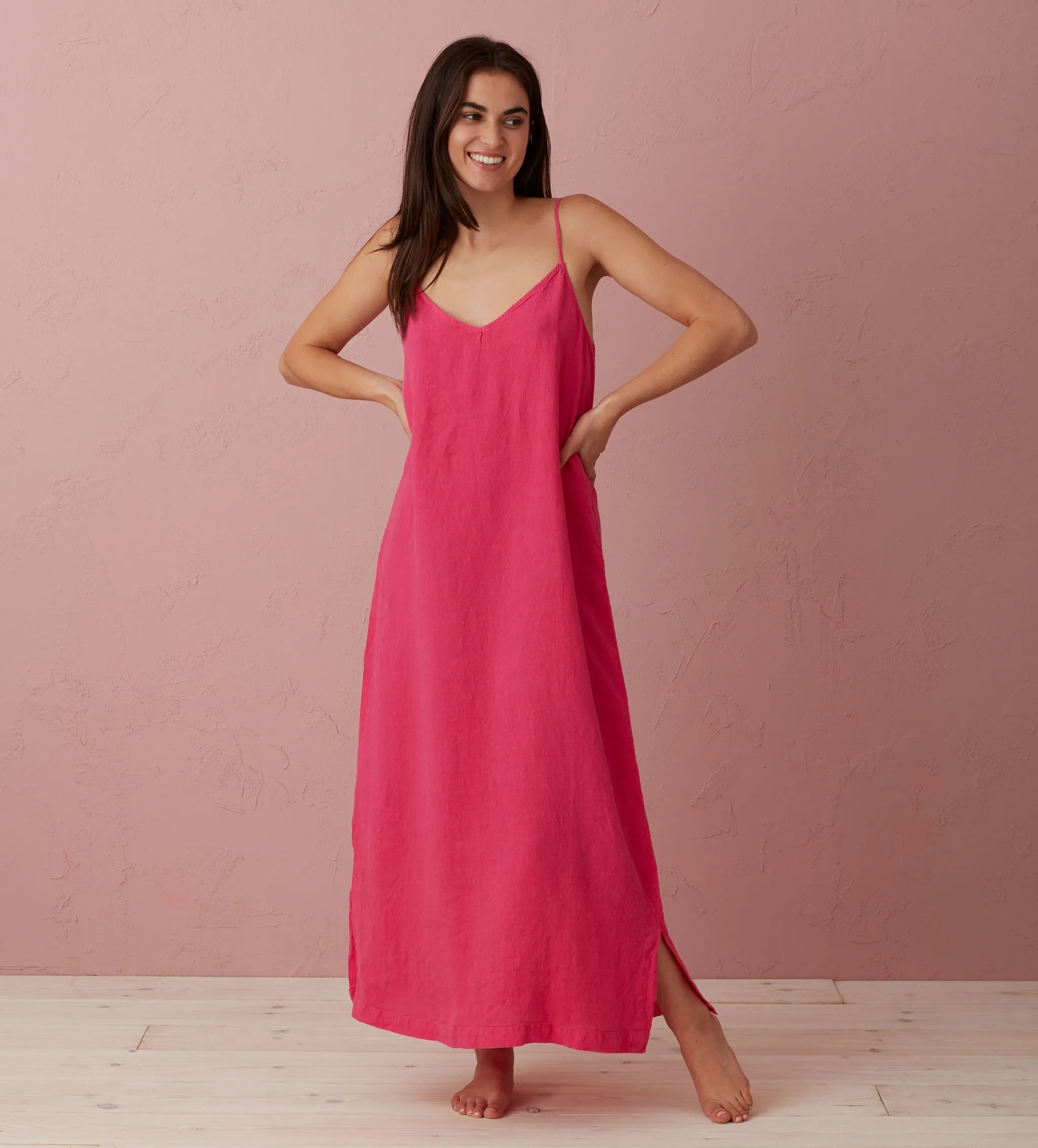 Hot Pink 100% Linen Nightwear