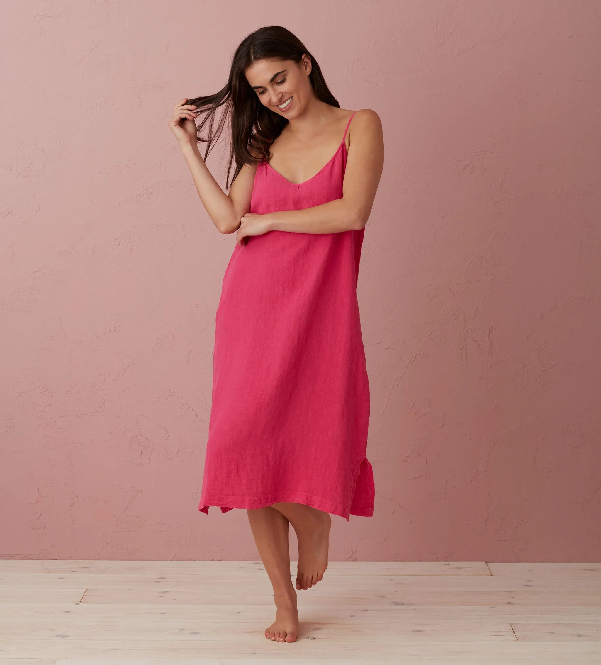 Hot Pink 100% Linen Nightwear