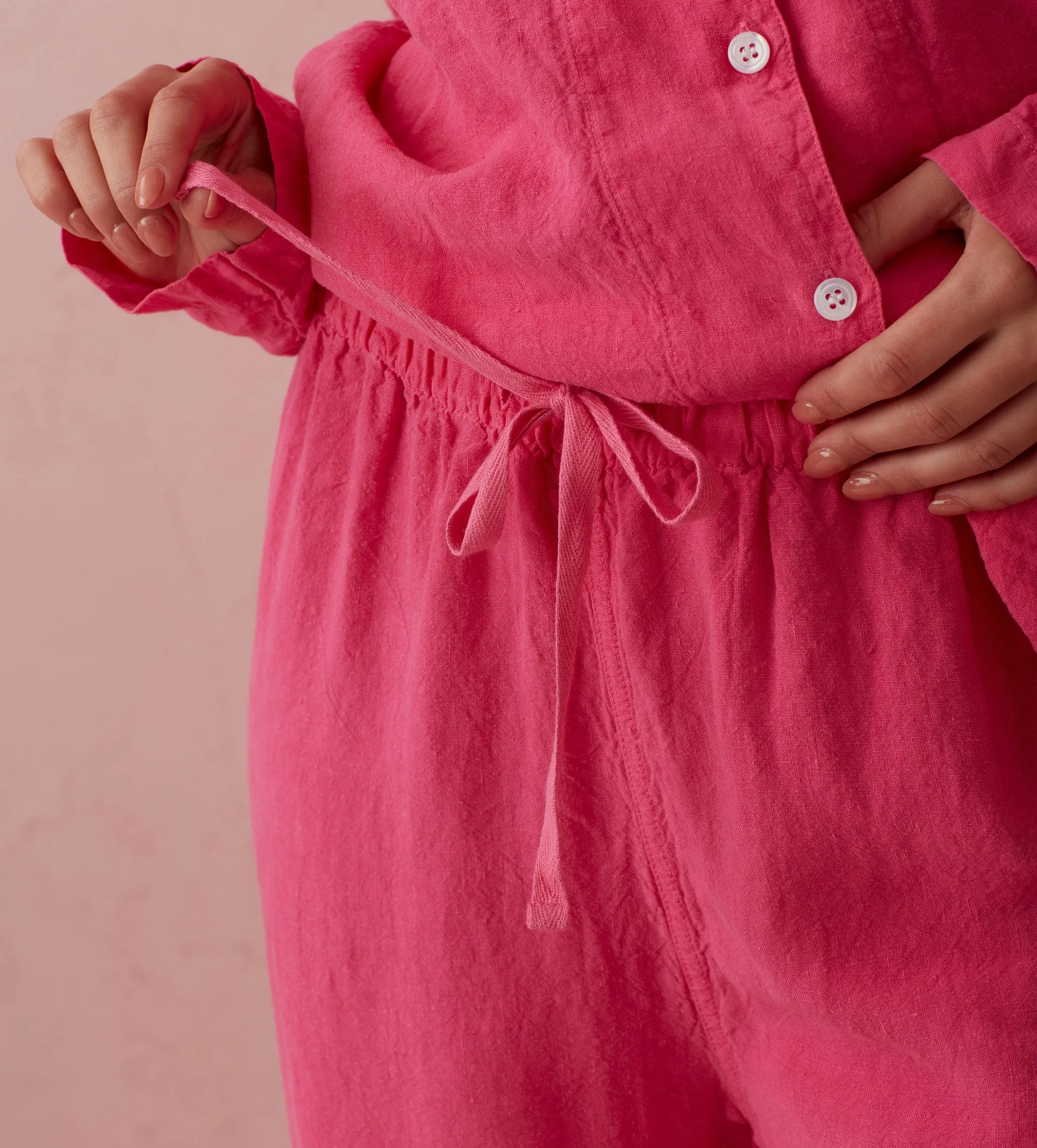 Hot Pink 100% Linen Nightwear