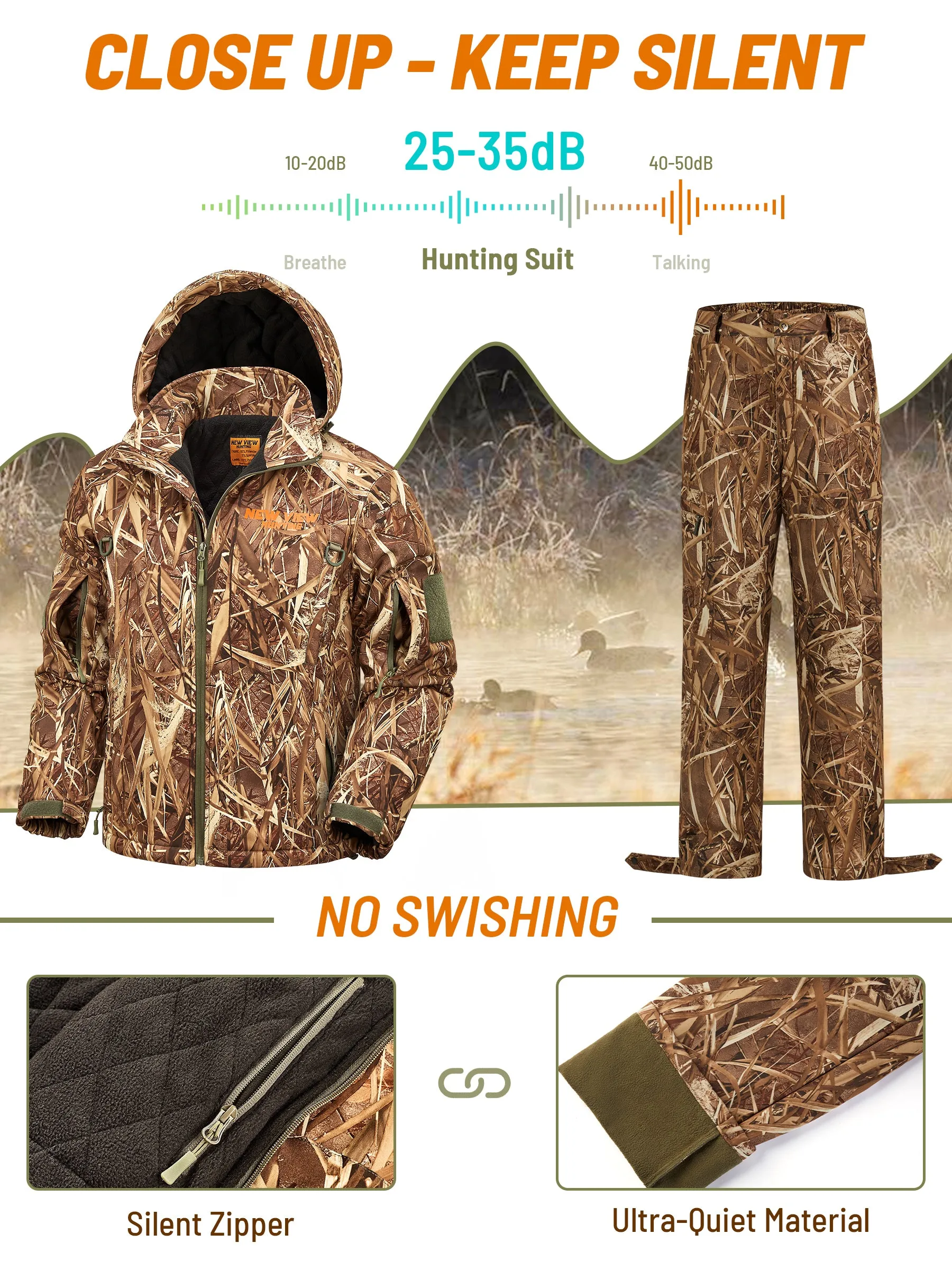 Insulated Hunting Suit for Men, Cold Weather Camo Hunting Clothes