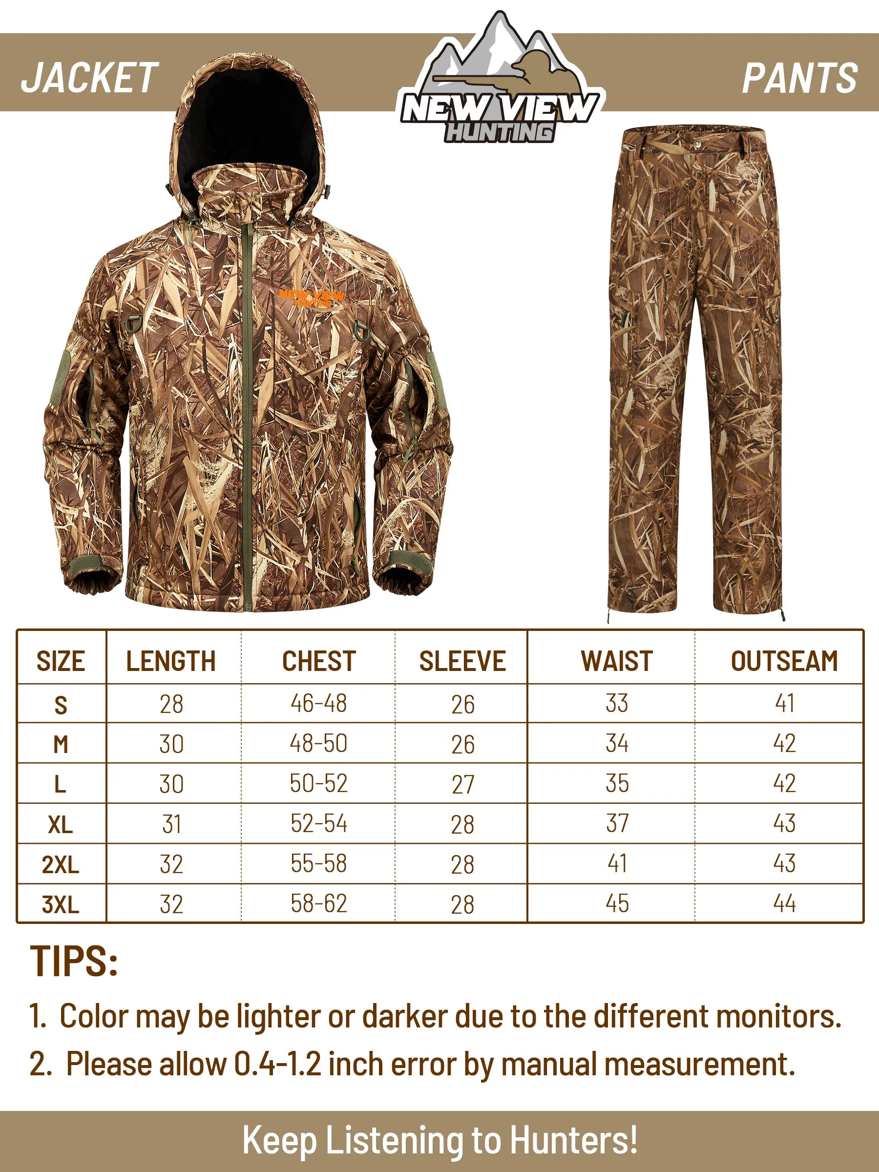 Insulated Hunting Suit for Men, Cold Weather Camo Hunting Clothes