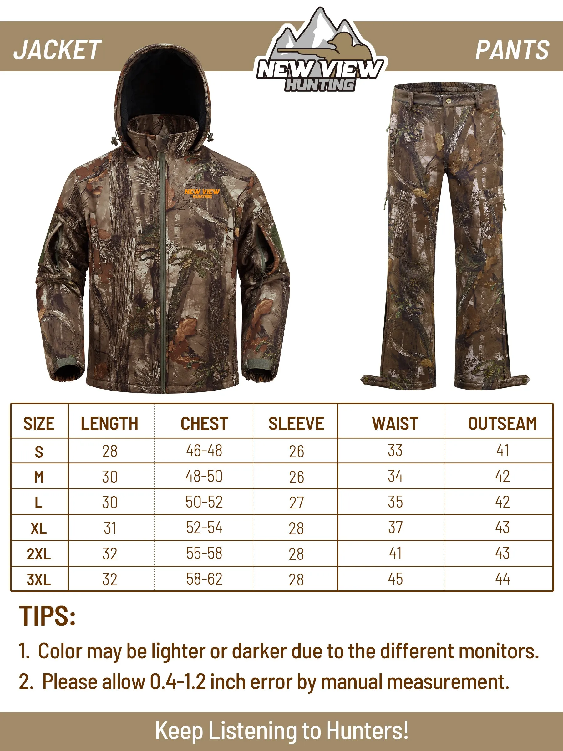 Insulated Hunting Suit for Men, Cold Weather Camo Hunting Clothes