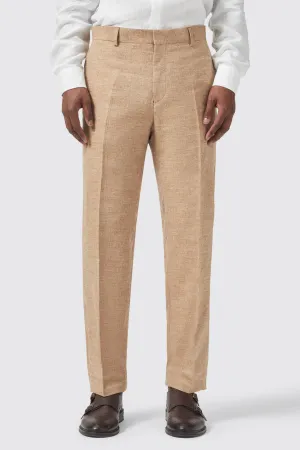 King Slim Fit Tan Linen Trouser - ARCHIVE