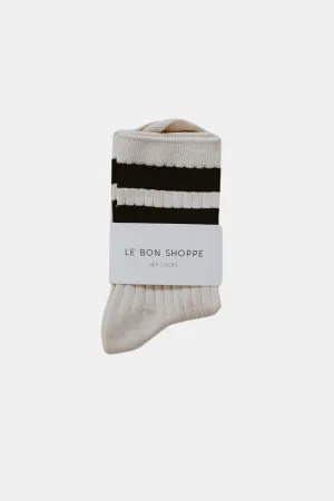 LE BON SHOPPE HER VARSITY SOCKS CREAM BLACK