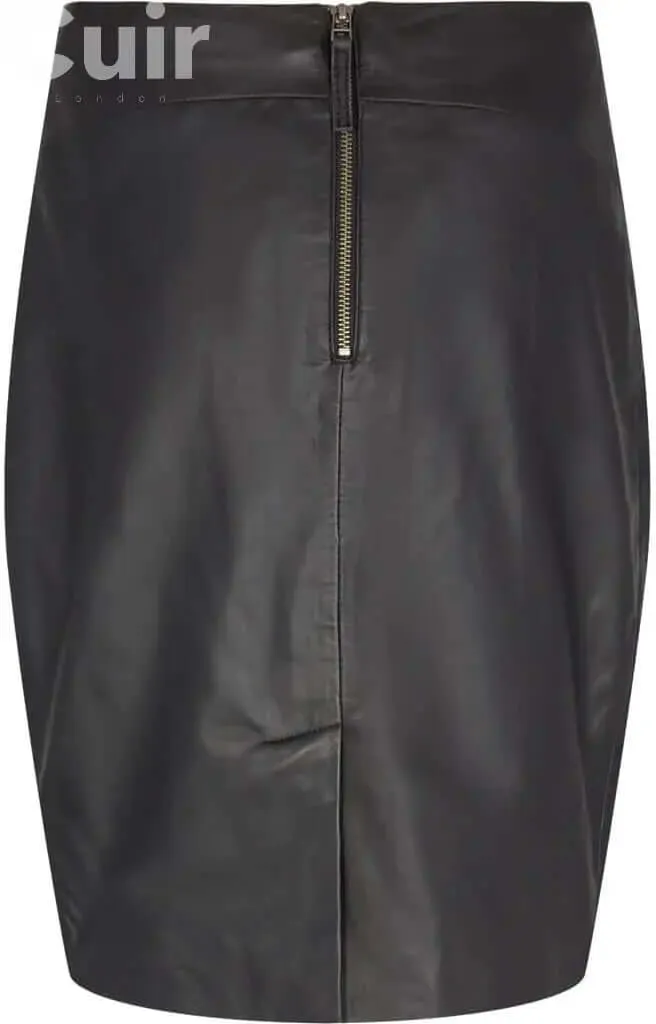 Leather Black Skirt for Women, Lamb Gloving