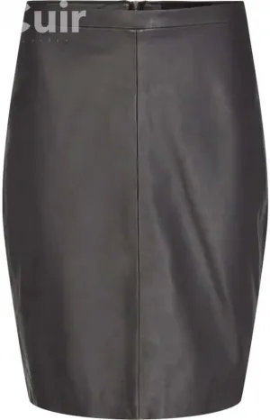 Leather Black Skirt for Women, Lamb Gloving