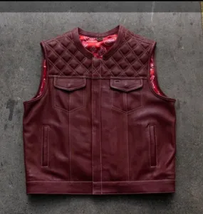 Leather Vest Maroon Leather Vest Denim Vest Leather Men Vest Biker vest Motorcycle Vest Men Motorcycle Gifts For Men Braided Vest