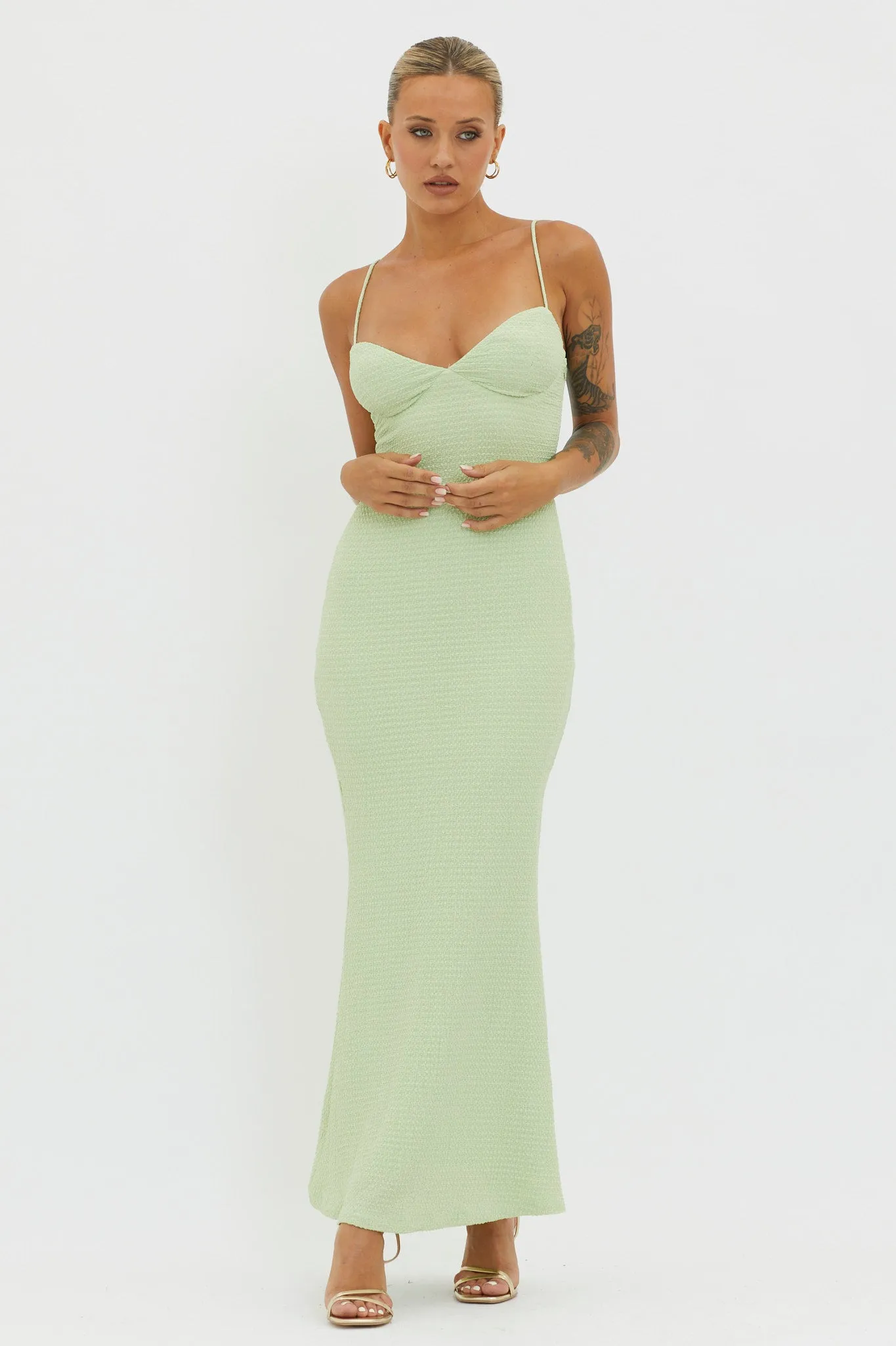 Lennox Elastic Back Bodycon Dress Sage