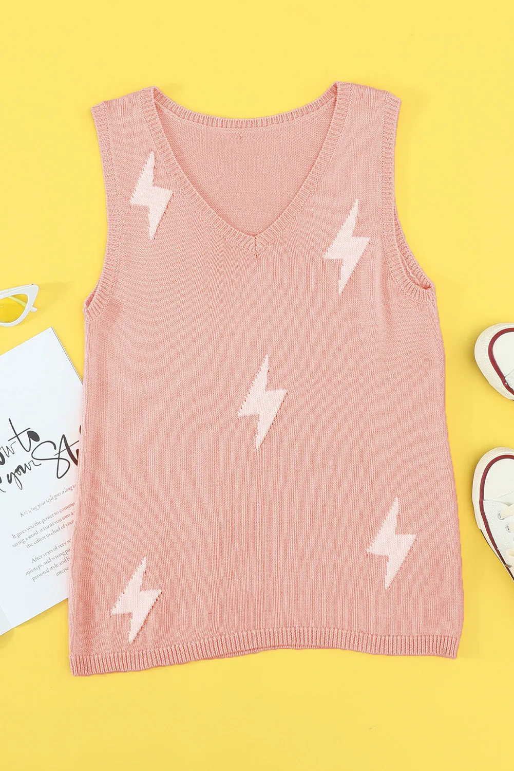 Lightning Print Knit Vest