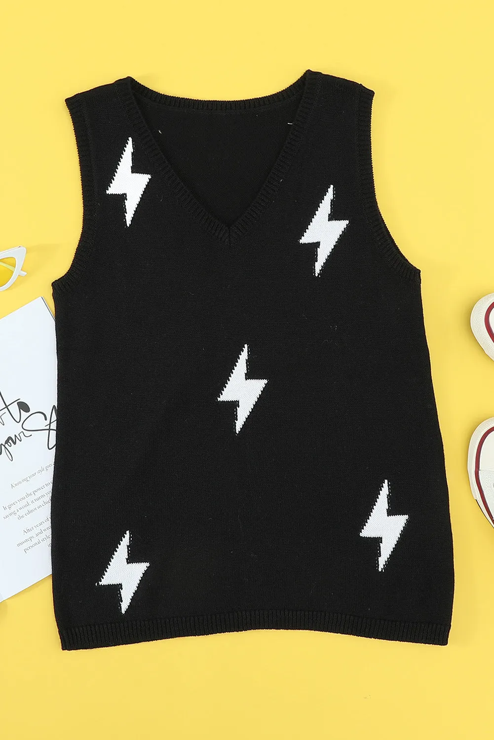 Lightning Print Knit Vest