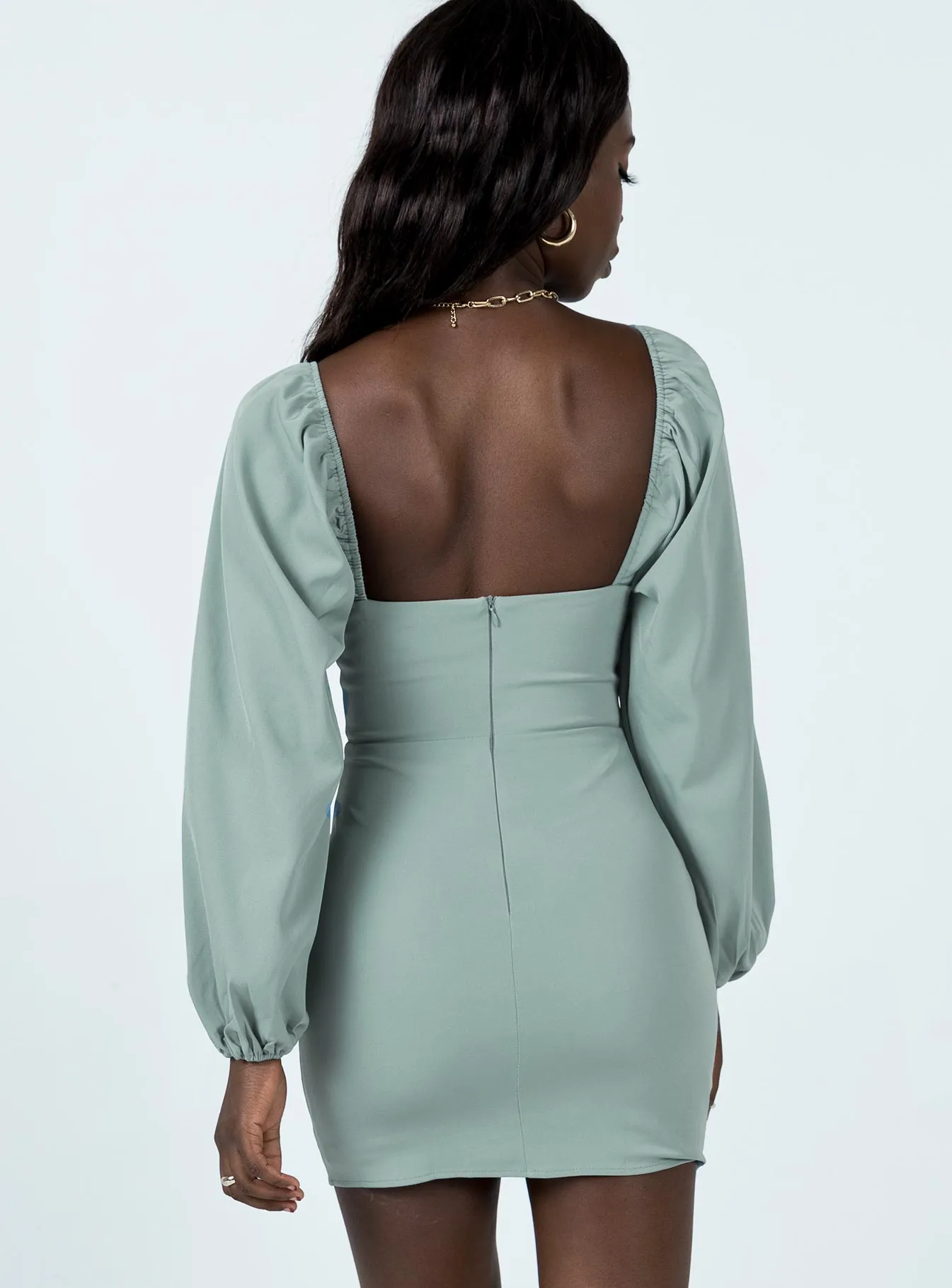 Lillie Long Sleeve Mini Dress Sage