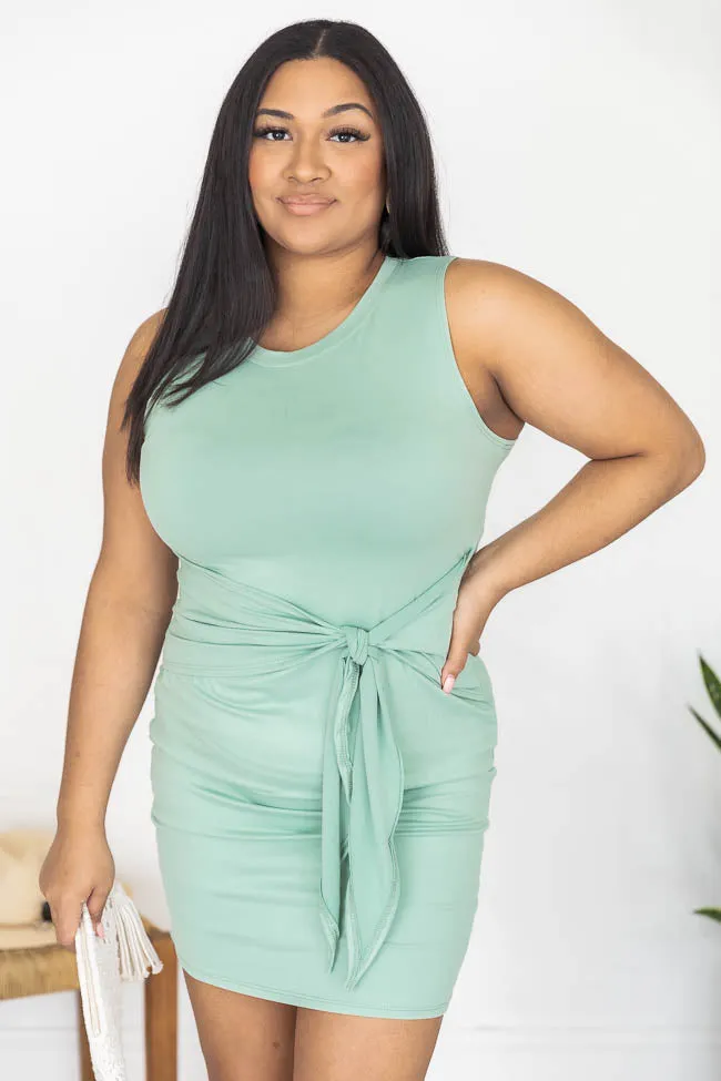 Living For It Sage Bodycon Tank Dress FINAL SALE