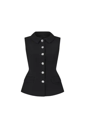 Luxe Peplum Button Poly Silk Vest