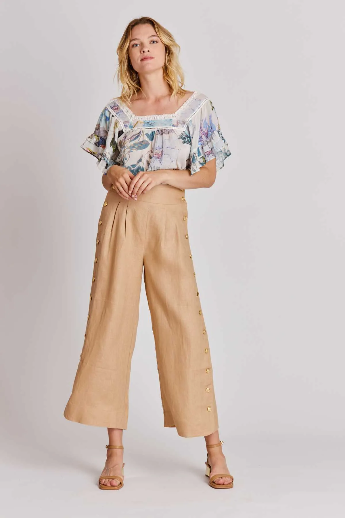 Malala Linen Pant -Khaki