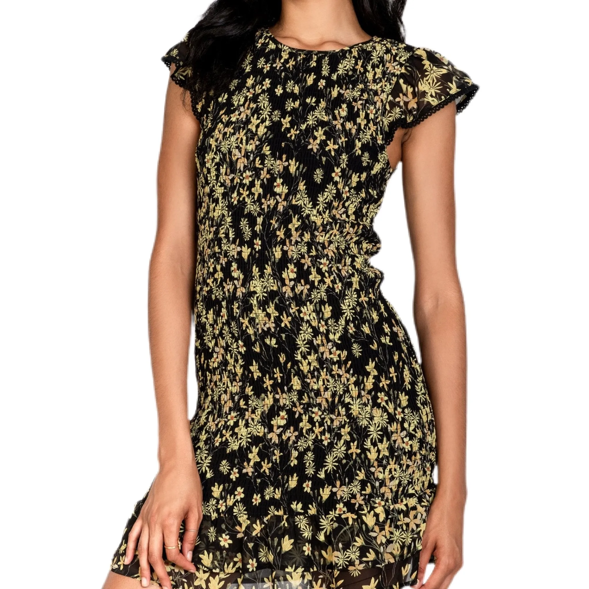 Marianna Mini Dress - Black Floral.