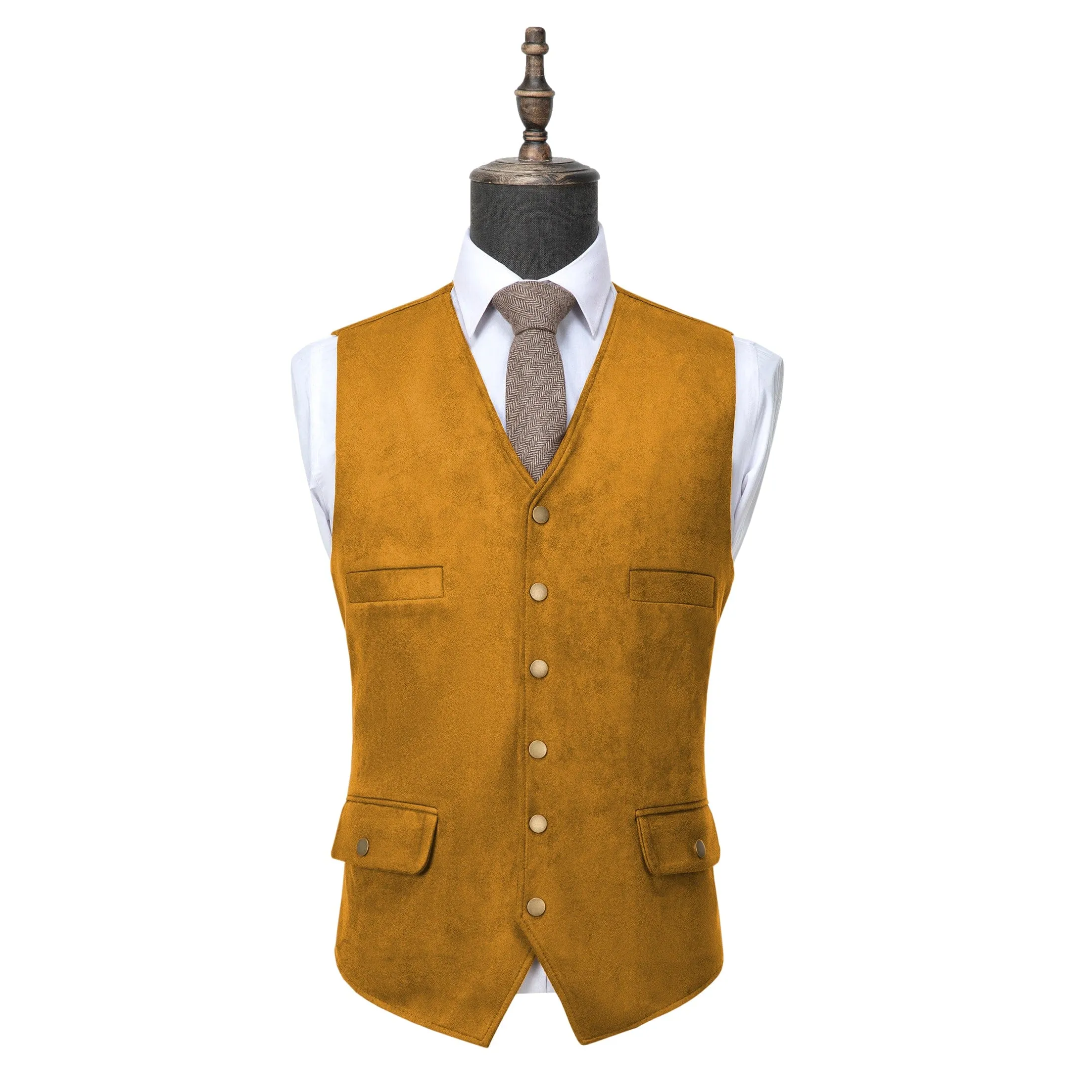 Men's Casual V Lapel Suede Waistcoat