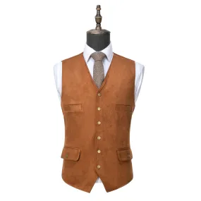 Men's Casual V Lapel Suede Waistcoat