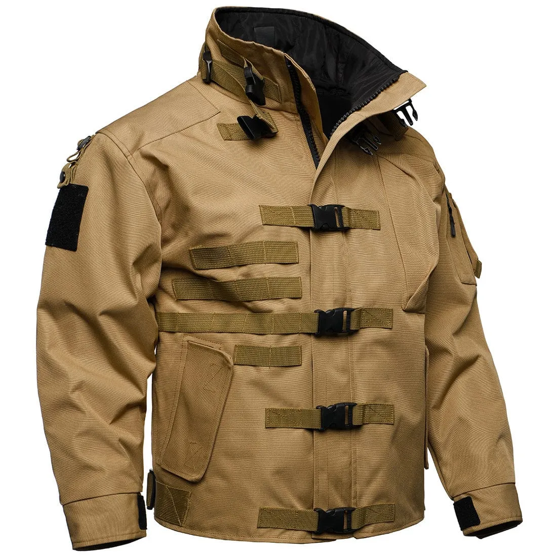 Men's Punk Buckle Pocket Waterproof Windproof Coat