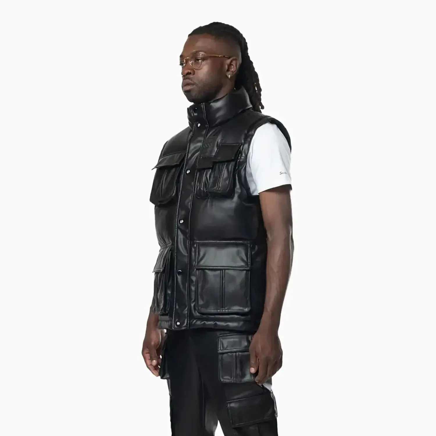 Men's Utility Vegan Leather Vest