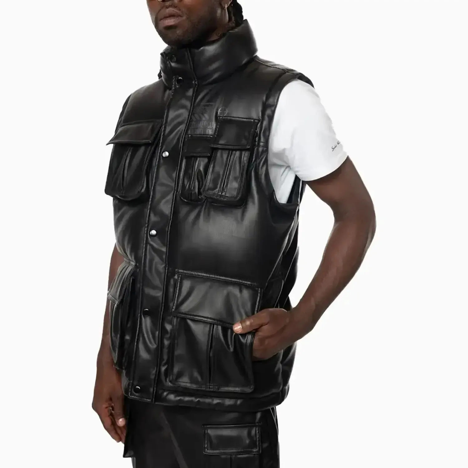 Men's Utility Vegan Leather Vest