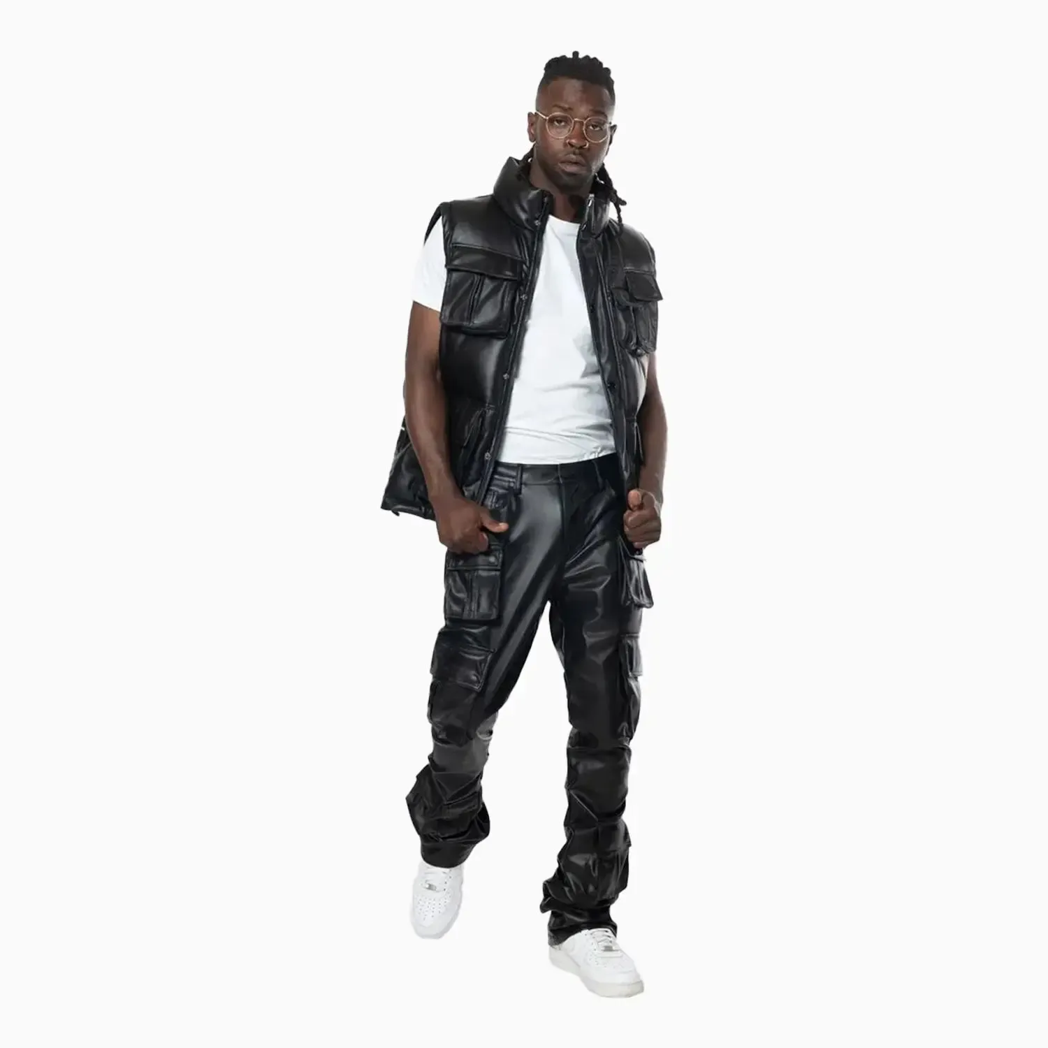 Men's Utility Vegan Leather Vest