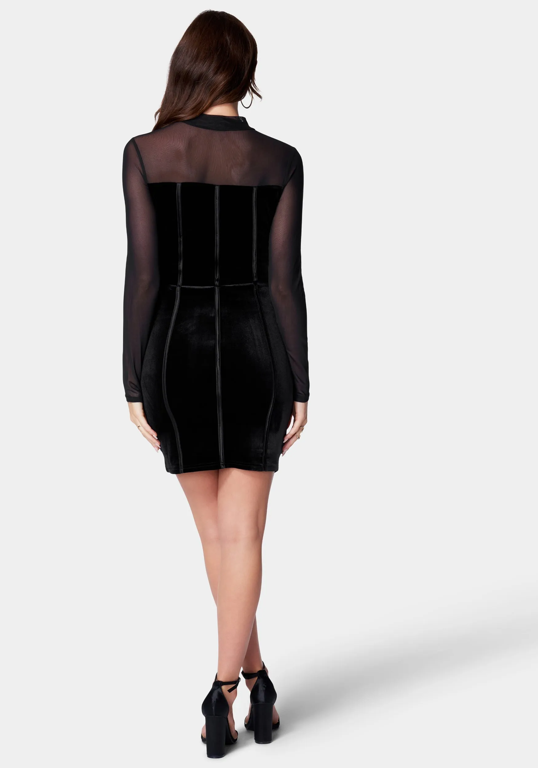 Mesh And Velvet Bodycon Dress