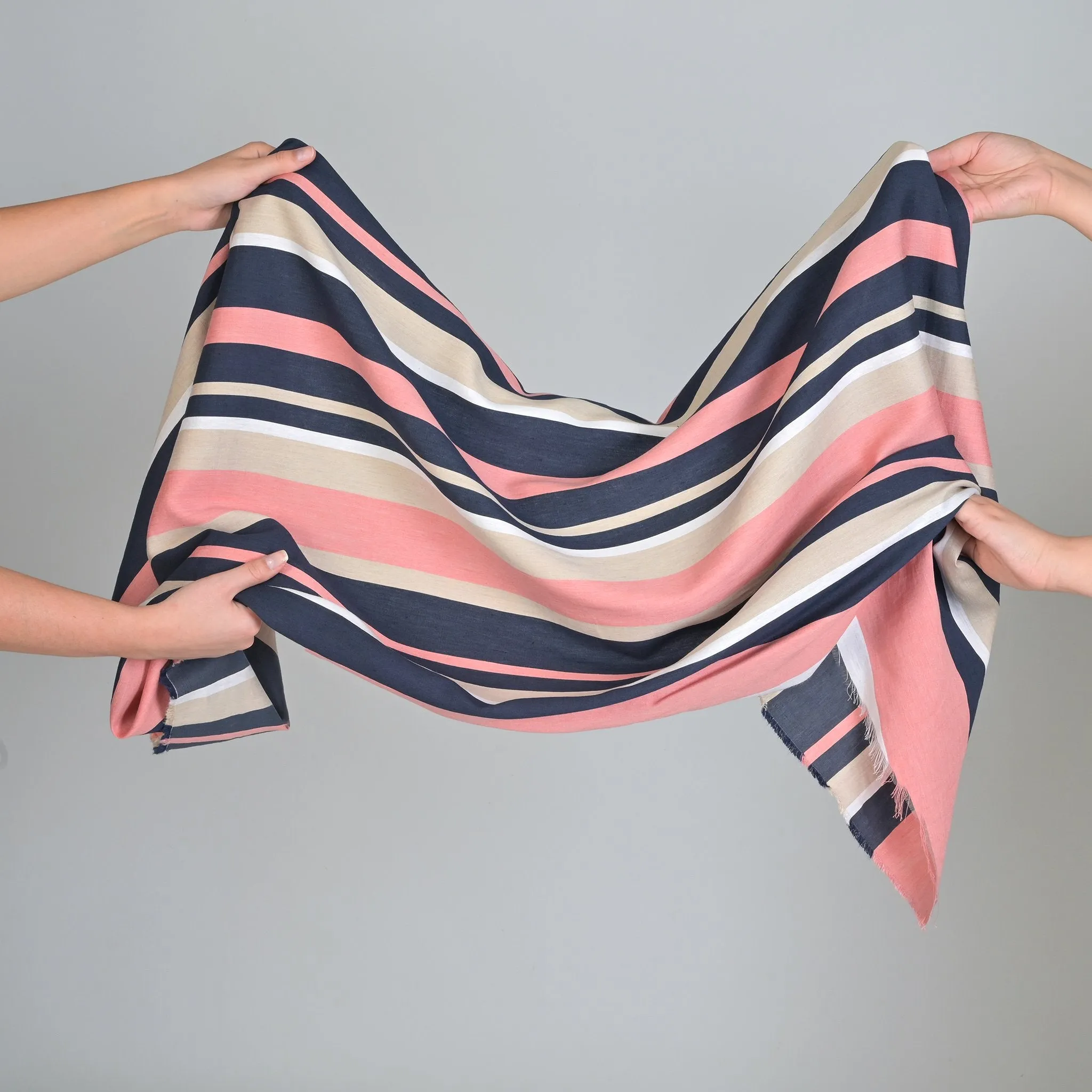 Multicolor Striped Linen Fabric 759