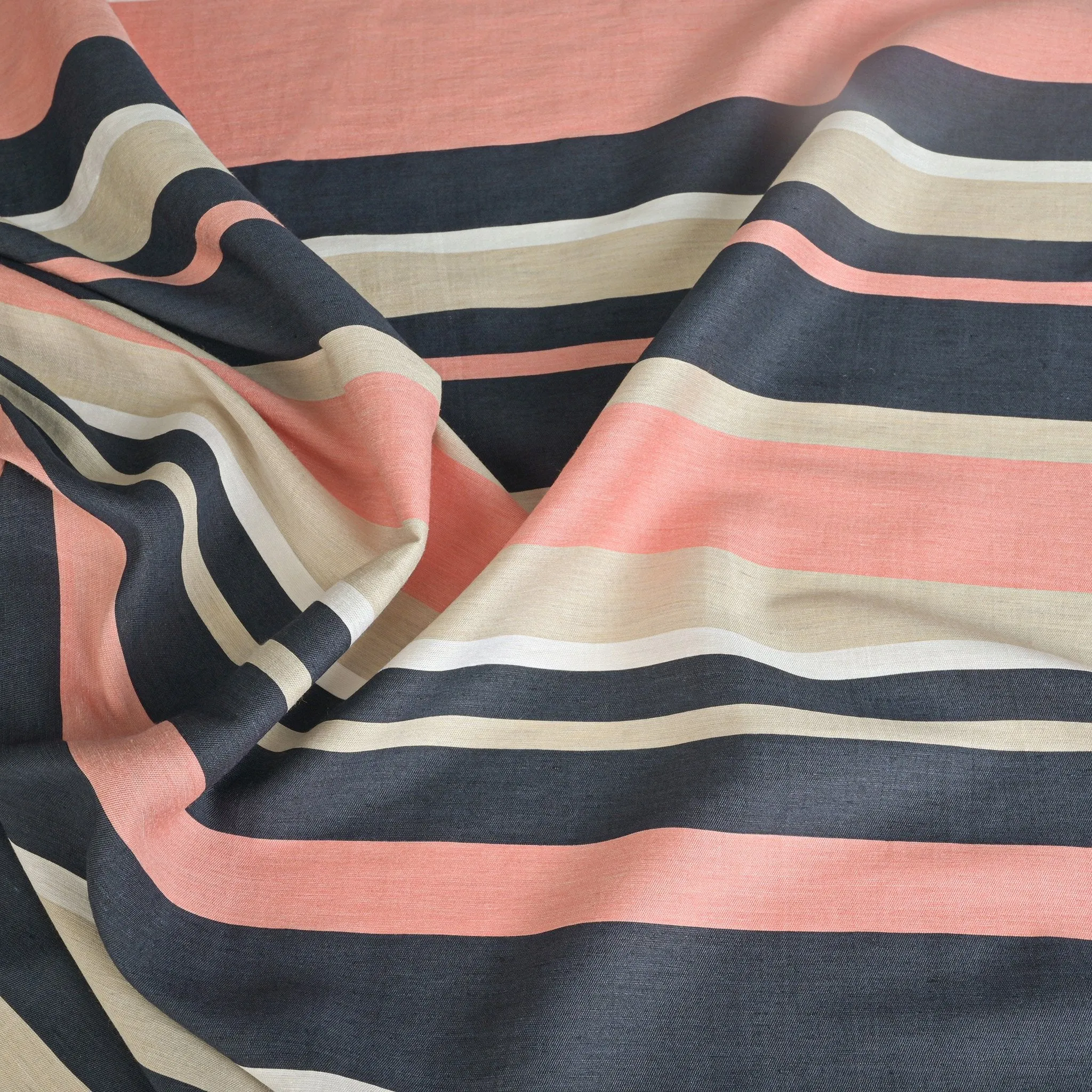 Multicolor Striped Linen Fabric 759