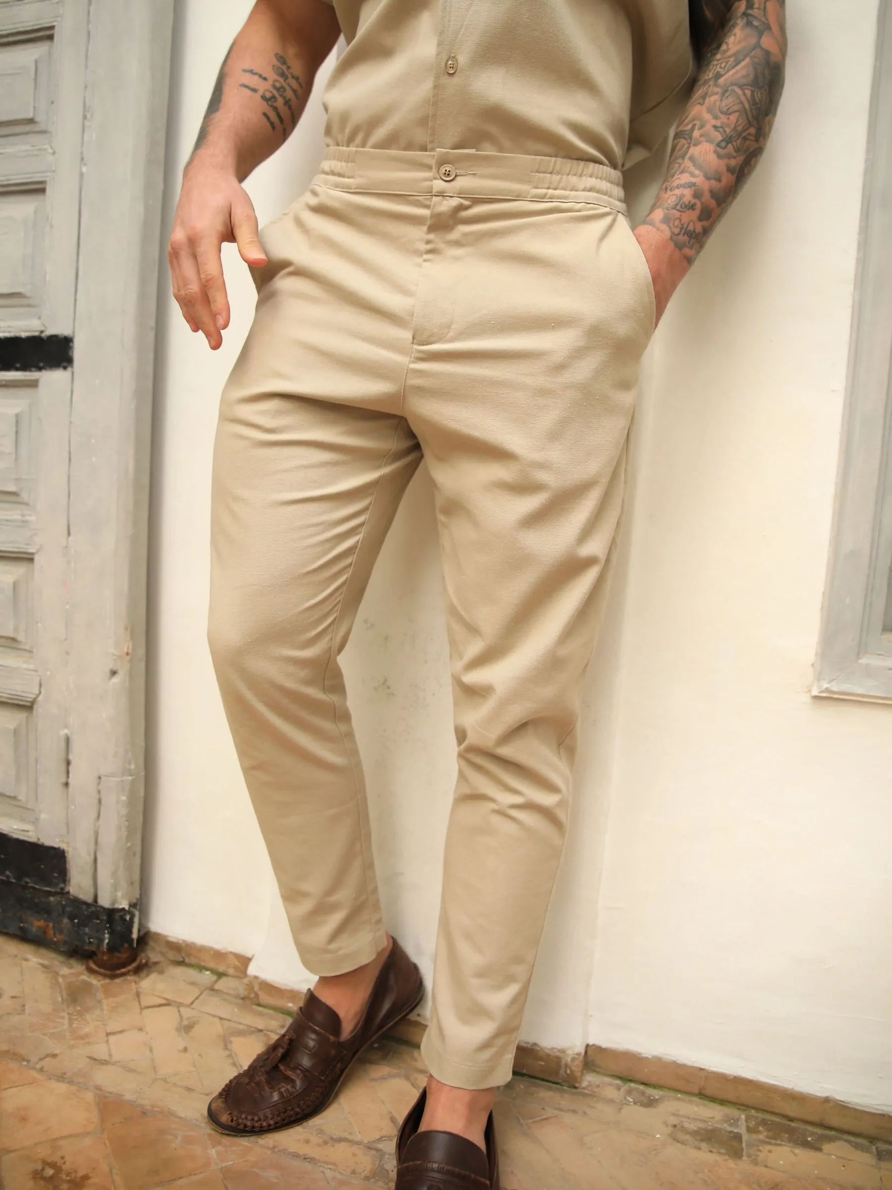 Nador Linen-Blend Trousers - Tan