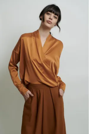 Natalie Busby Silk Charmeuse Twist Blouse