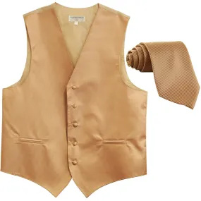 New formal men's tuxedo vest waistcoat & necktie horizontal stripes prom beige