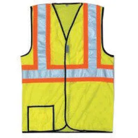 OccuNomix Large Hi-Viz Yellow OccuLux Premium Light Weight Cool Polyester Mesh Class 2 Two-Tone Vest With Front Hook And Loop Closure And 3M Scotchlite 2" Reflective Tape And 2 Pockets