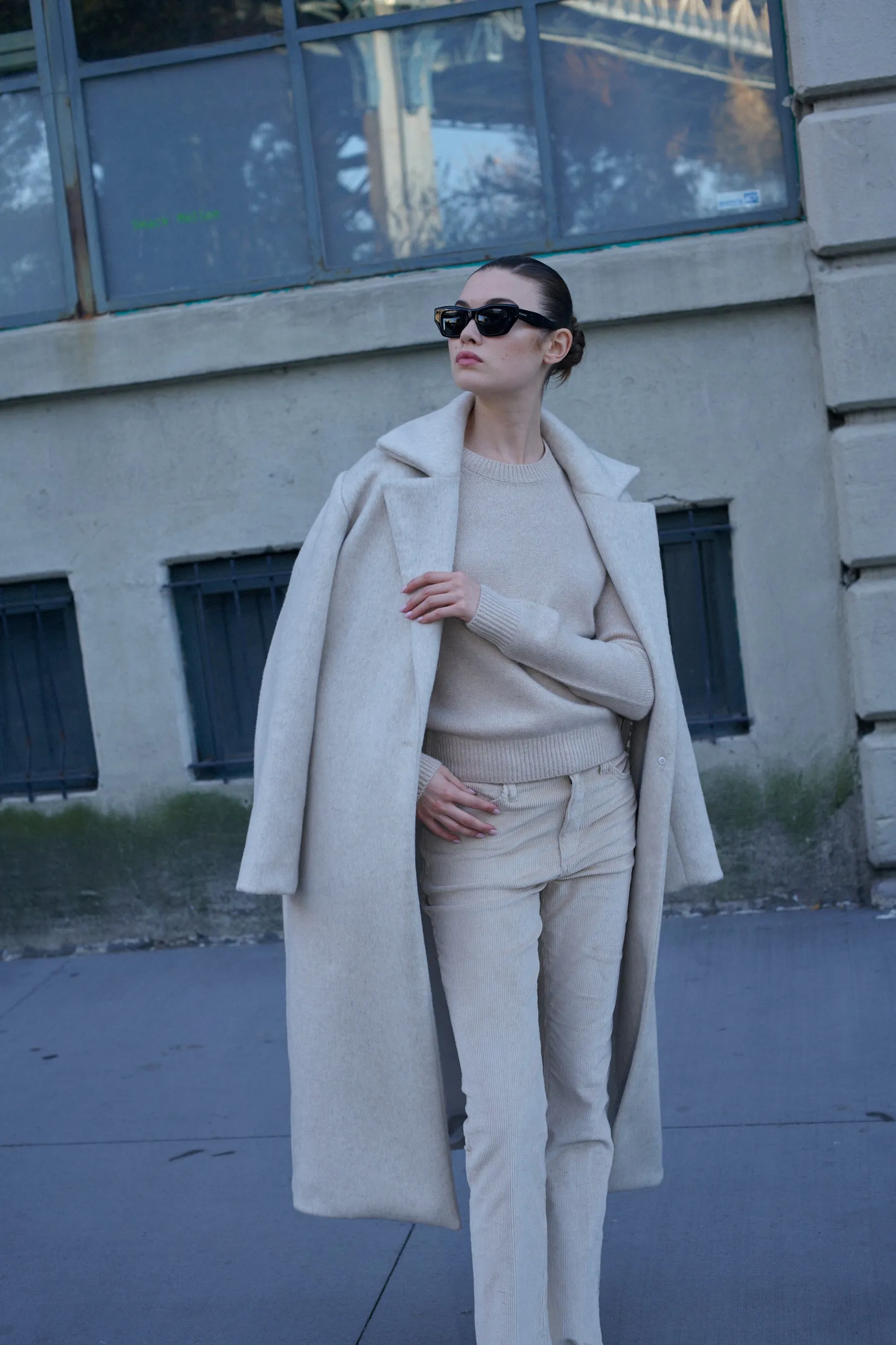 Off White Wool Cashmere Classic Coat