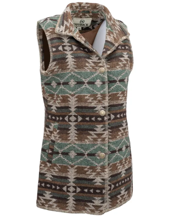 Outback Trading Company Women’s Brown Stockard Aztec Vest 29655-BRN