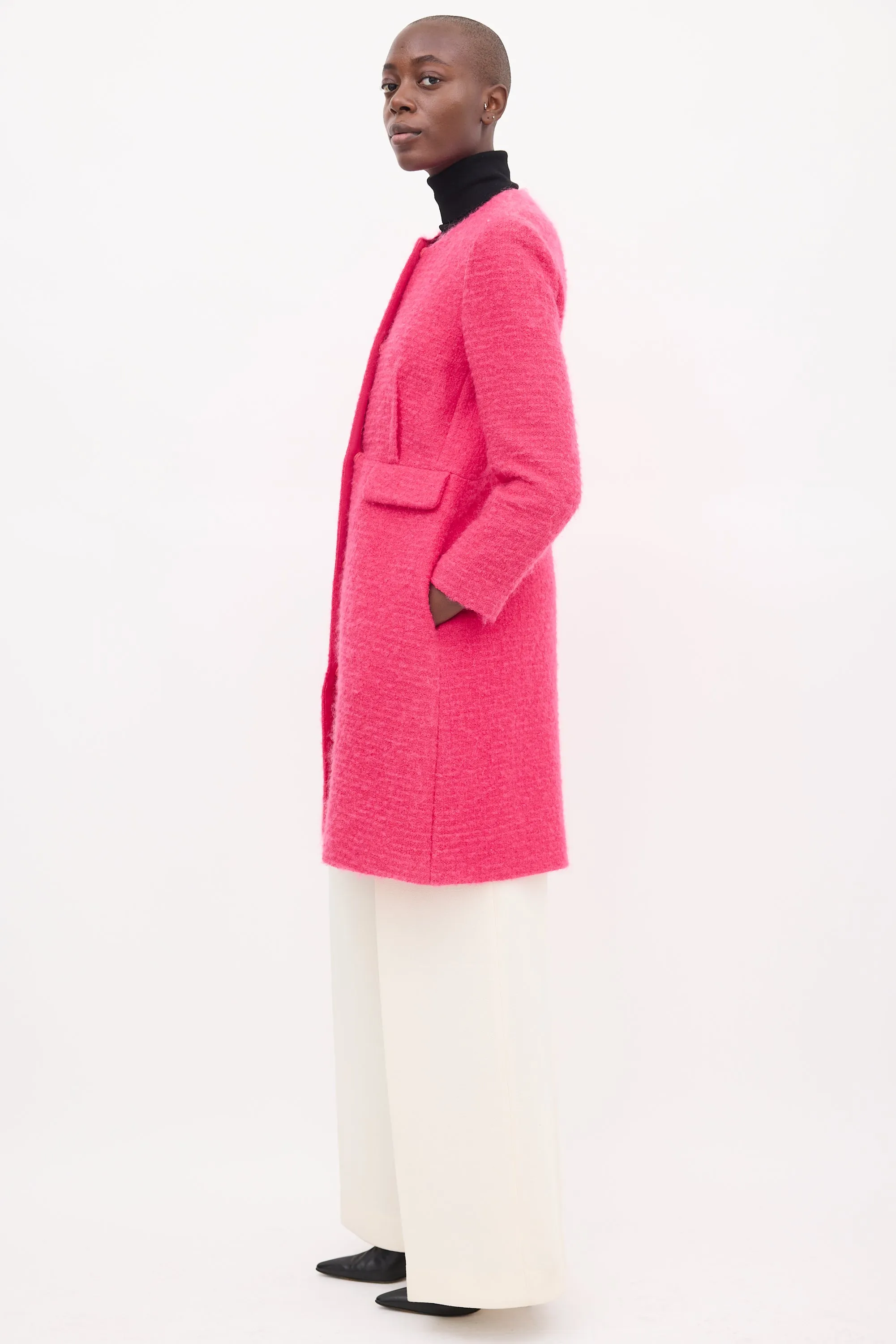 Pink Wool Tweed Coat