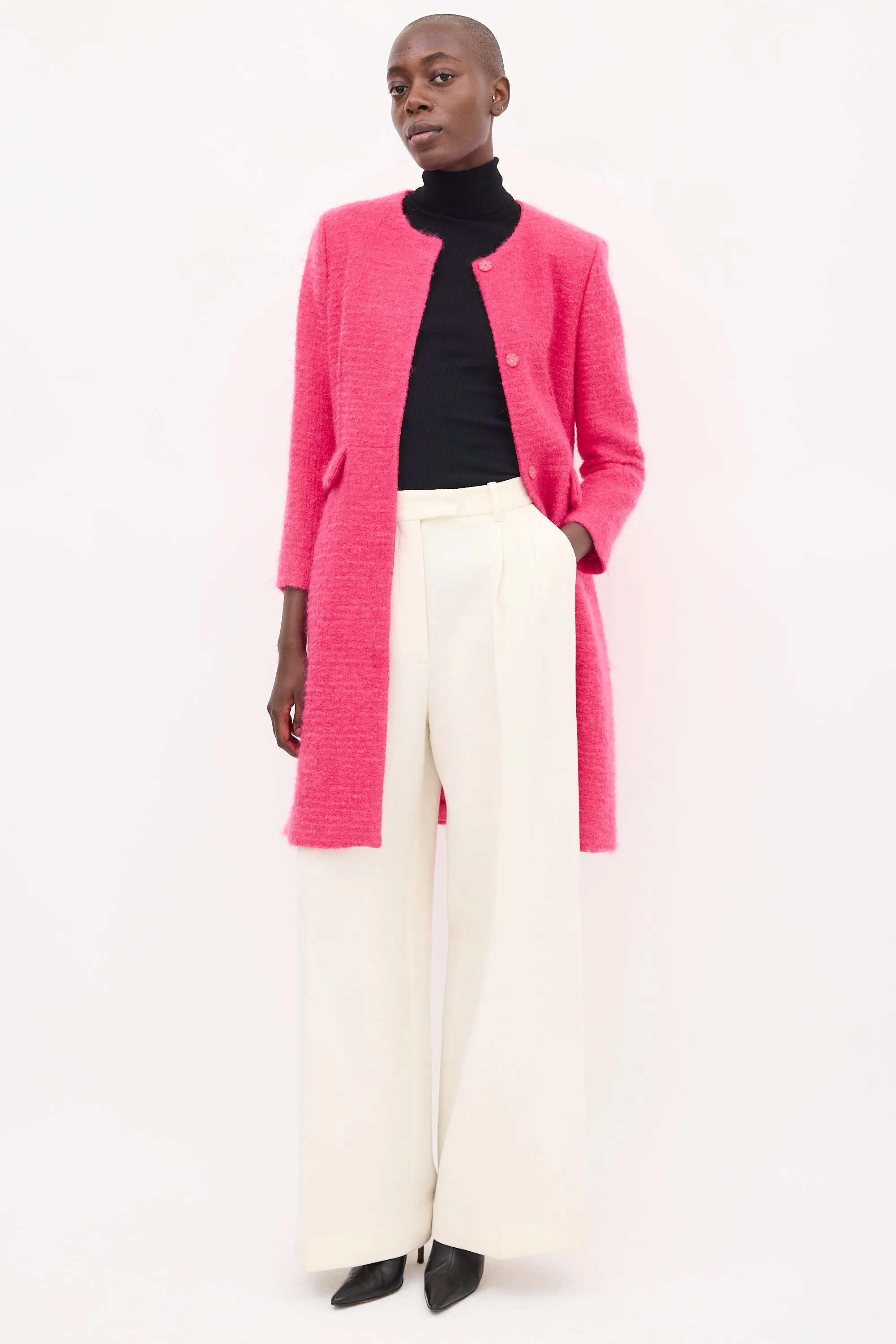 Pink Wool Tweed Coat