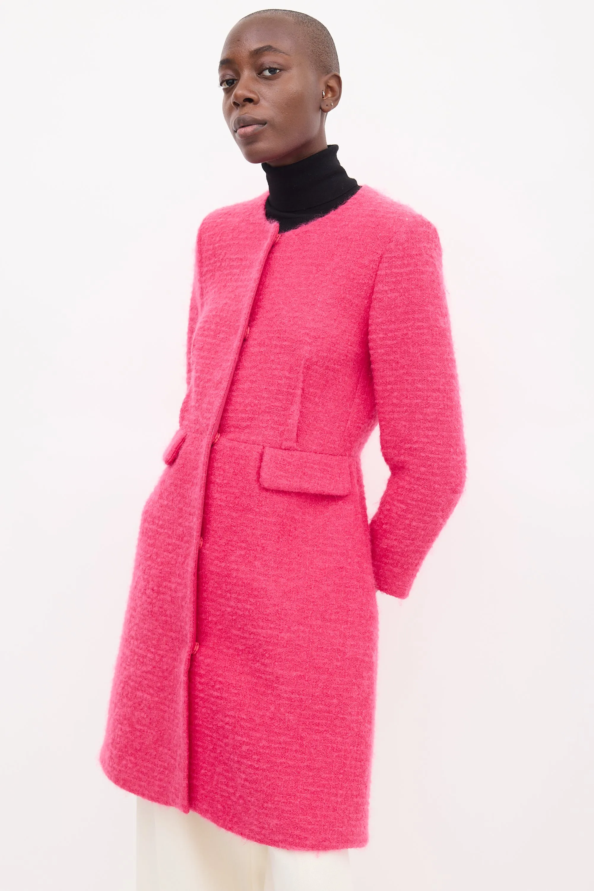 Pink Wool Tweed Coat