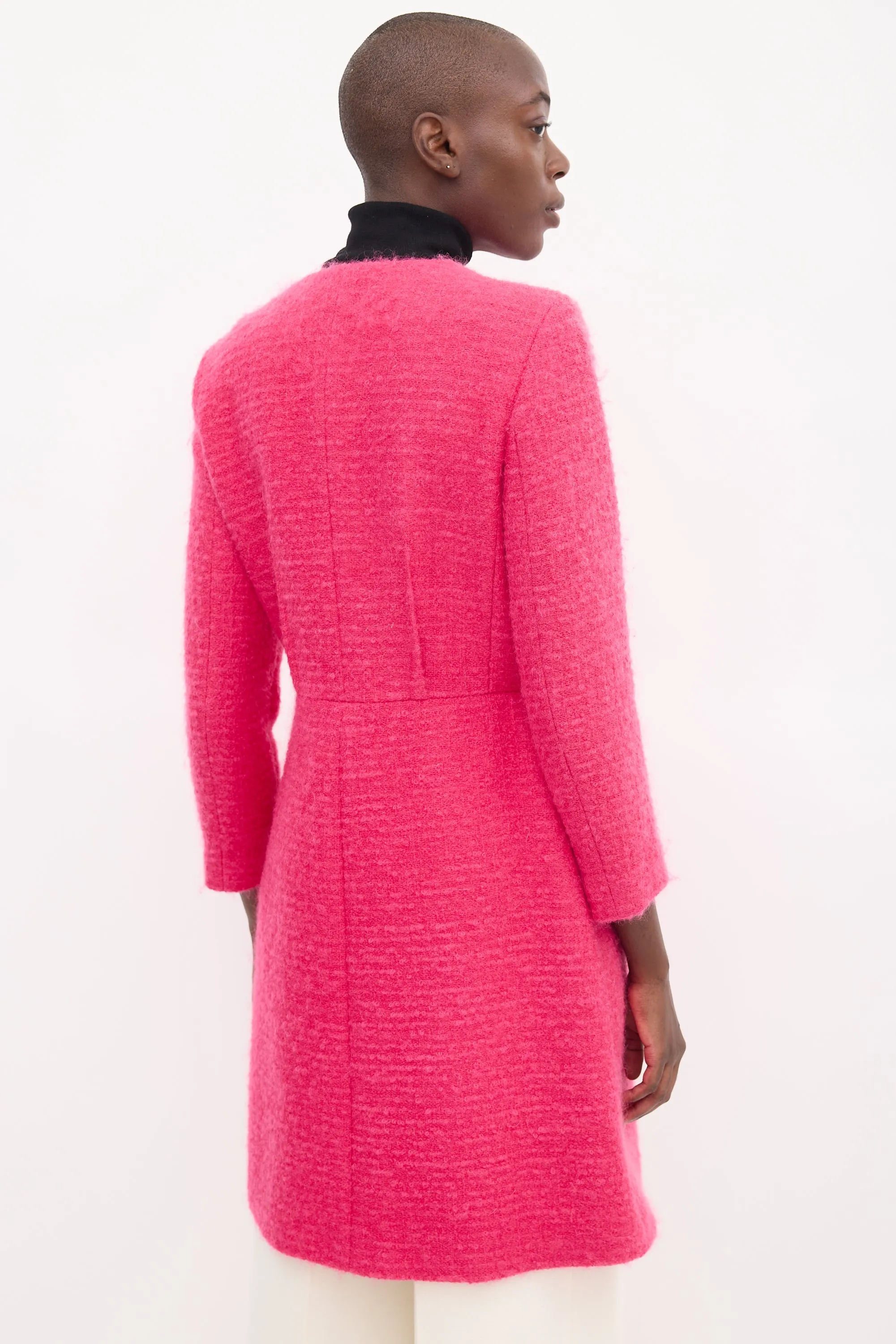 Pink Wool Tweed Coat