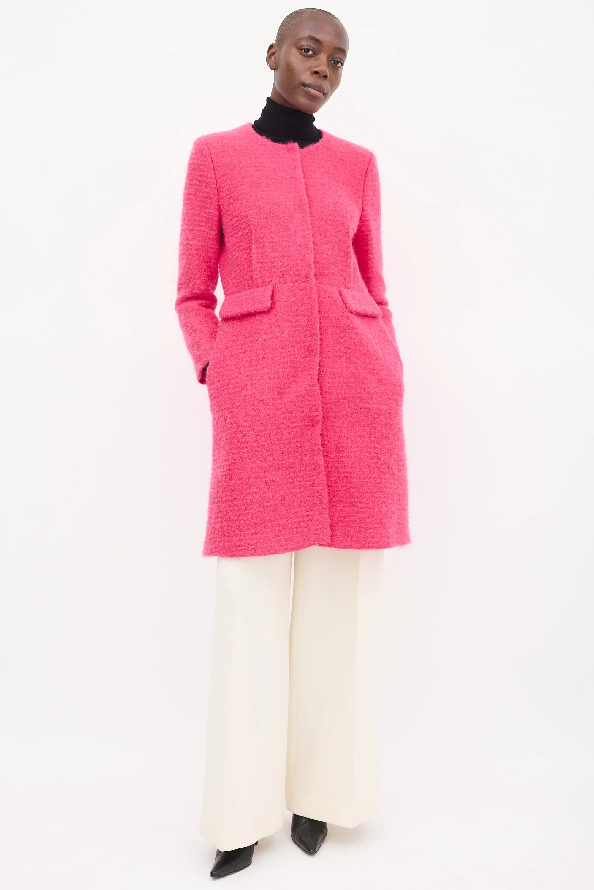 Pink Wool Tweed Coat