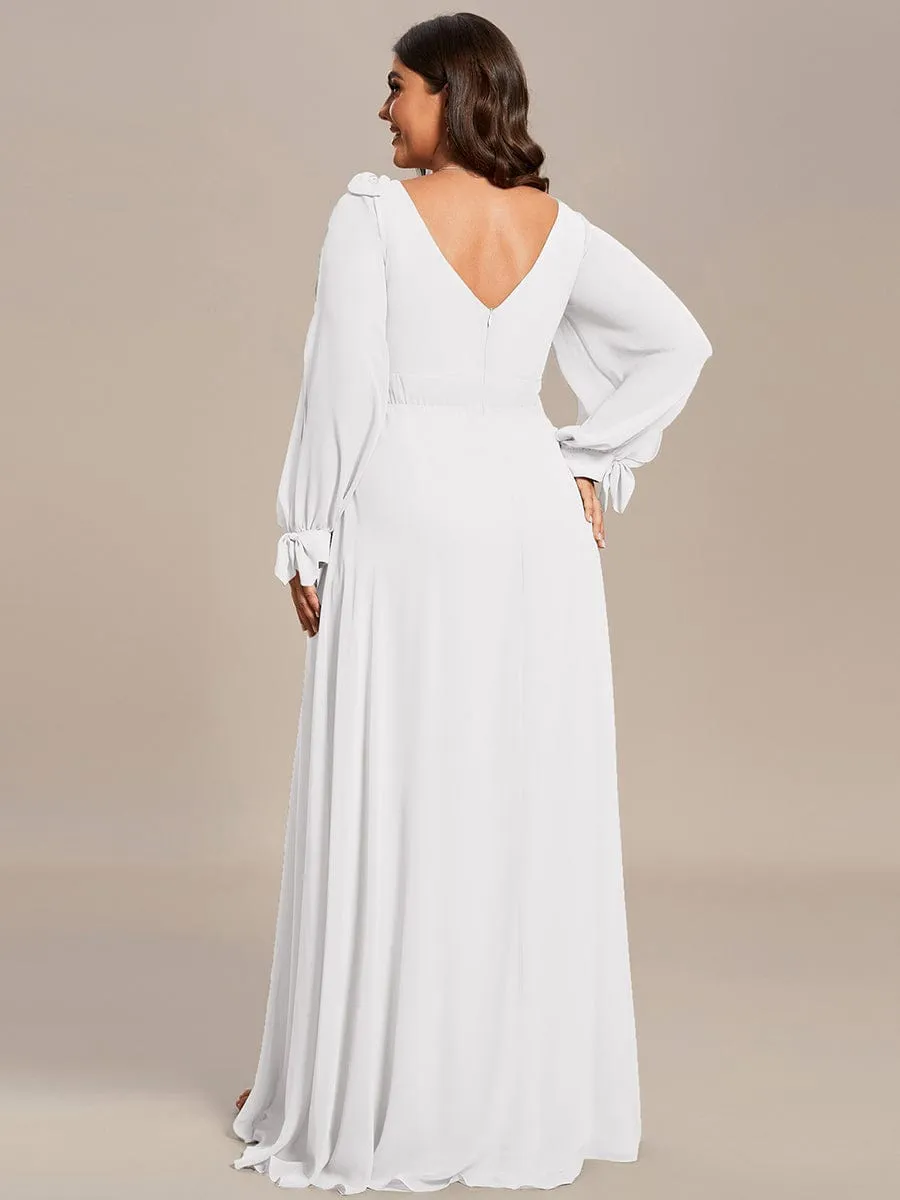 Plus Size Open Lantern Sleeve A-Line Bridesmaid Dress