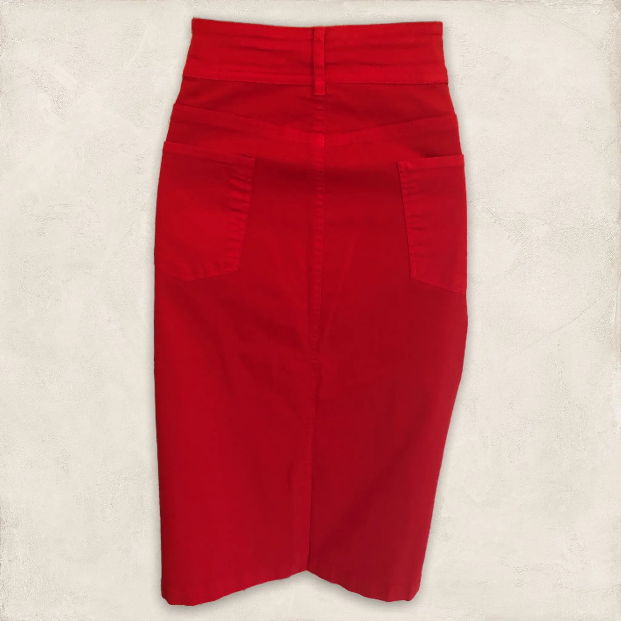 Pomodoro Womens Red Cotton Pencil Skirt  UK 18  US 14 EU 46