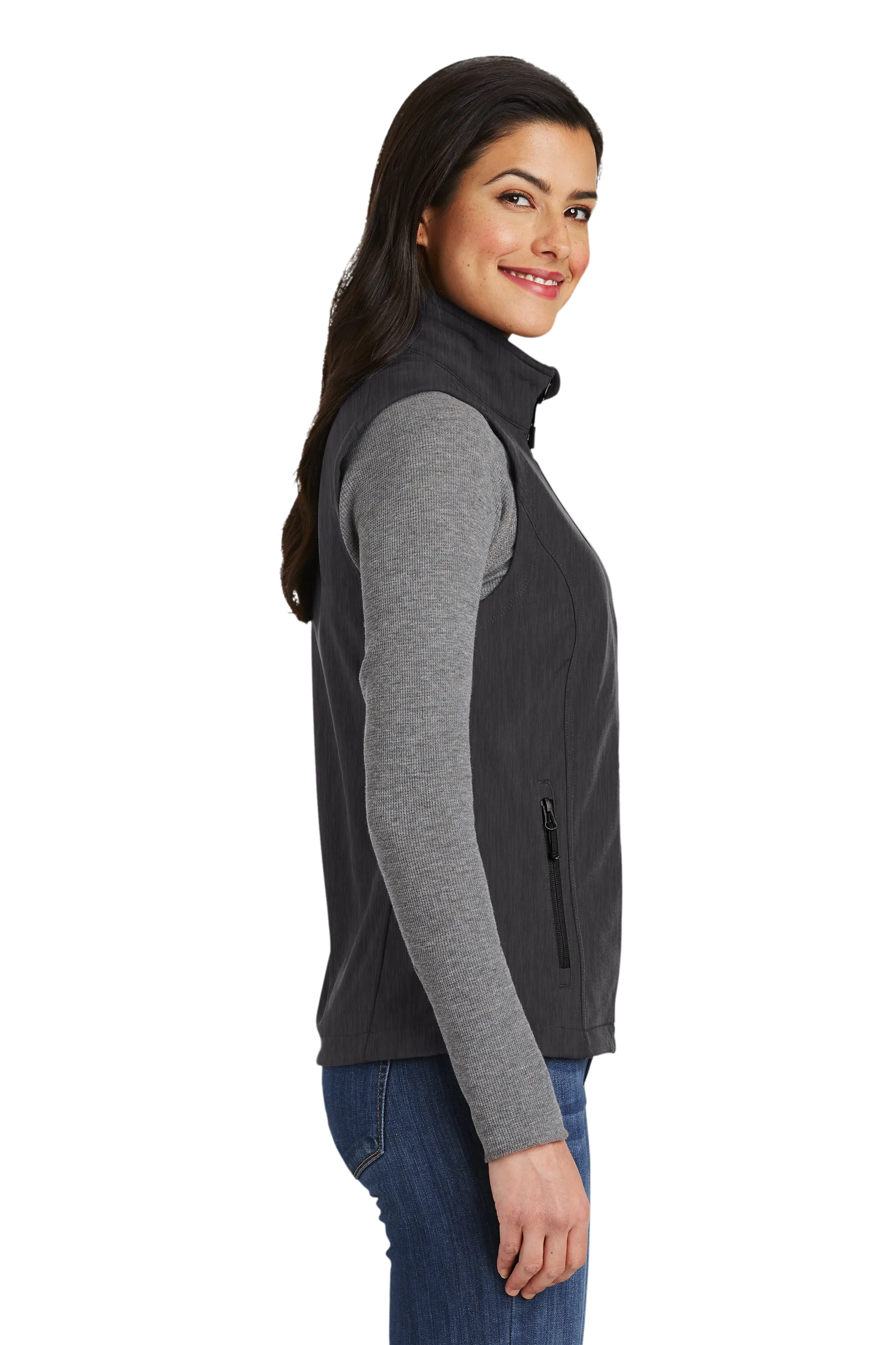 Port Authority® Women's Core Soft Shell Vest - Black Charcoal Heather