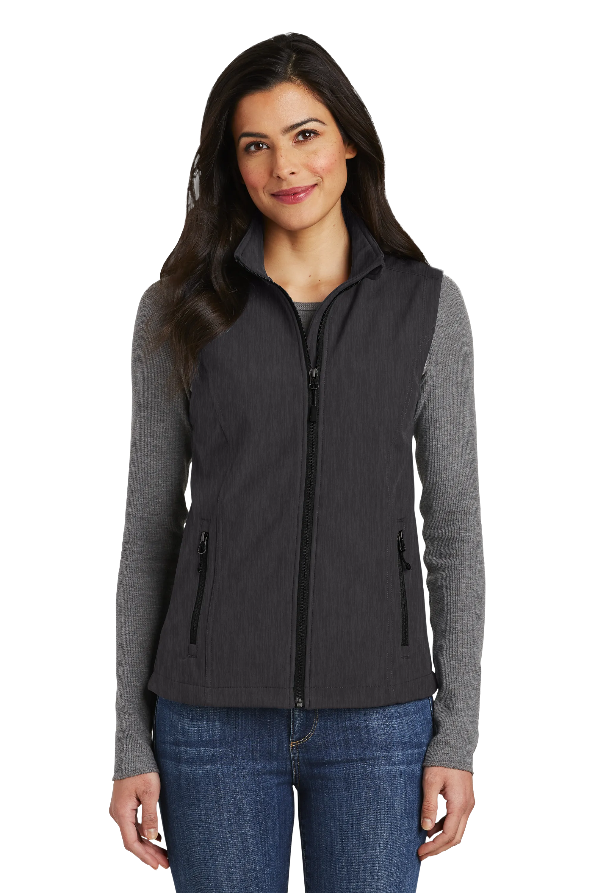 Port Authority® Women's Core Soft Shell Vest - Black Charcoal Heather