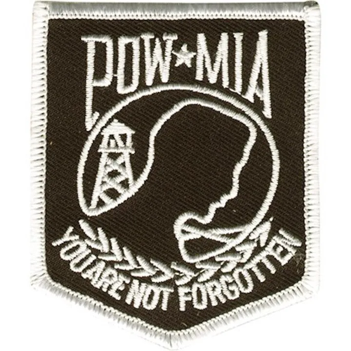 POW MIA Banner With White Outline Large Motorcycle Vest Patch 9" x 7.5"